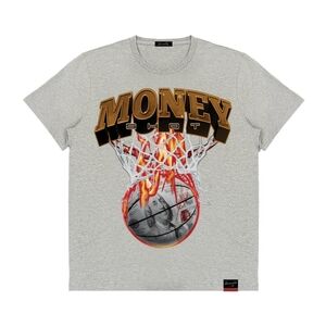 Men's Gray Money Shot Basketball Graphic T-Shirt Size Large